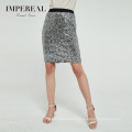 Latest Design Elastic Waist band Sequin Sexy Short Pencil Skirt For Women